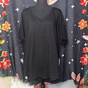 Terra & Sky Black V-Neck Short Sleeve Top NWT